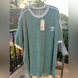 NWT Adidas 2XL Men’s soft velour top 3 stripe top Soft green (vapour steel)